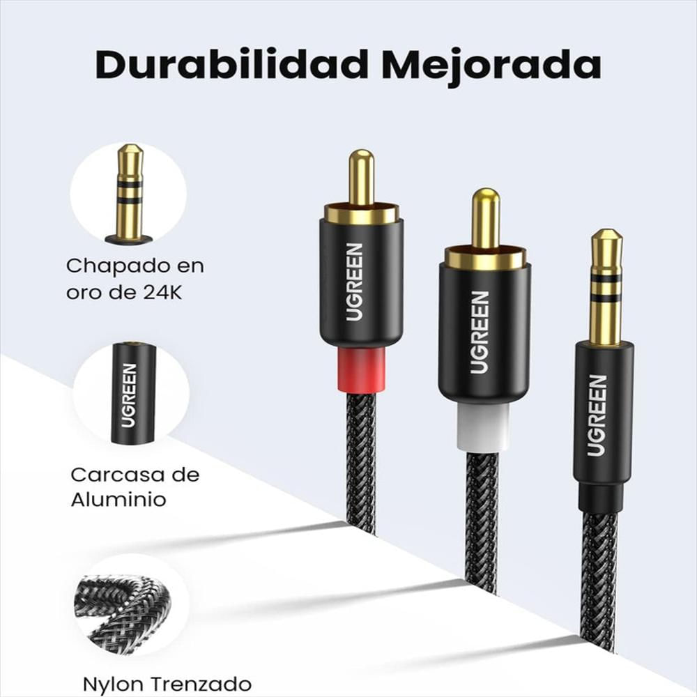 Cable Auxiliar Audio Jack 3.5Mm A 2Rca Conector Macho 1M img #3