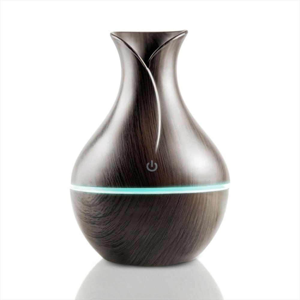 Difusor Ultrasónico De Aceites Esenciales, Luz Led, 200Ml Madera Oscuro
