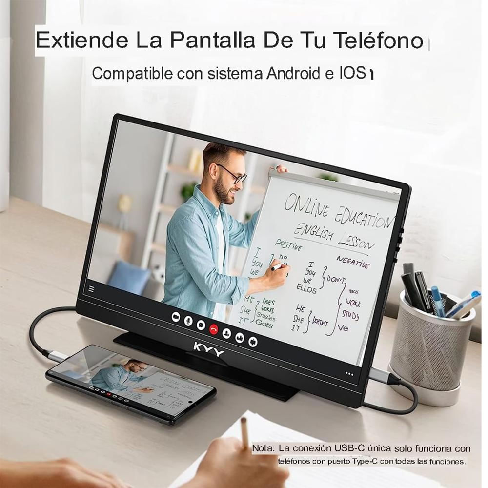 Monitor Portátil Kyy 15.6 Fhd Usb C Hdmi