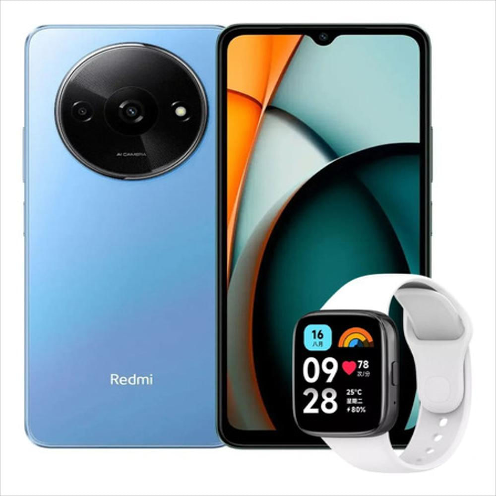 Celular Xiaomi Redmi A3, 64Gb / 3Gb, Azul + Watch 3 Active Gris