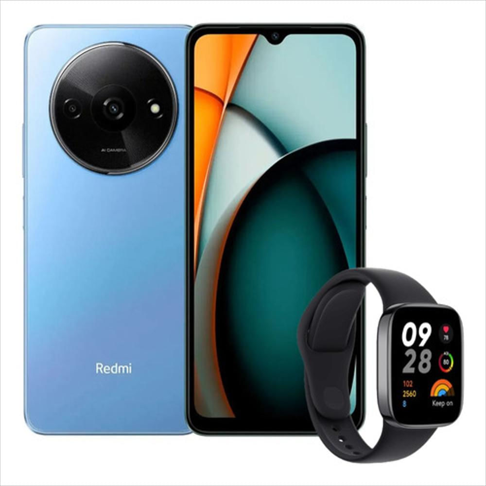 Celular Xiaomi Redmi A3, 64Gb / 3Gb, Azul + Watch 3 Active Blk