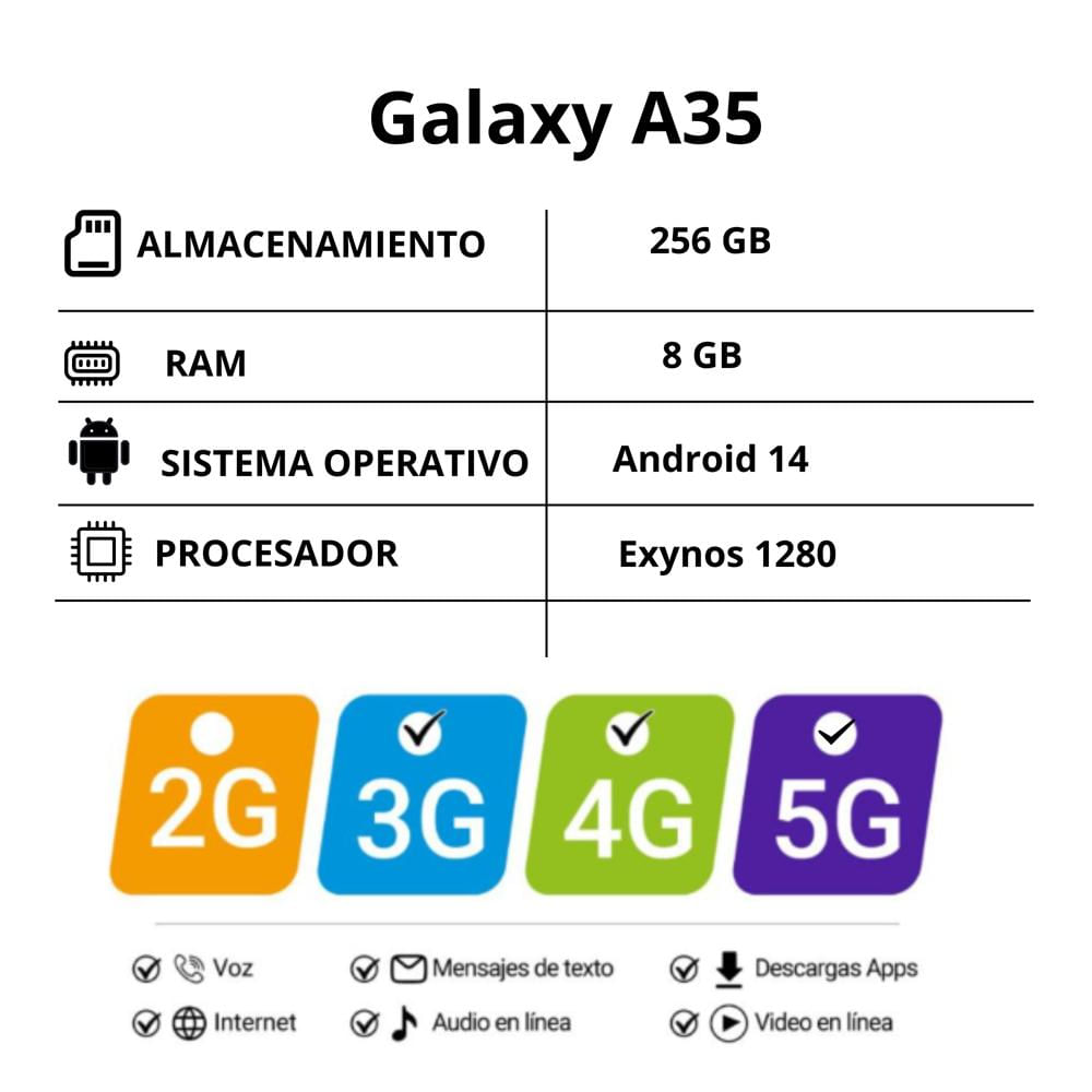Celular Samsung Galaxy A35 5G Dual Sim 256Gb + 8Gb Azul Oscuro img #2