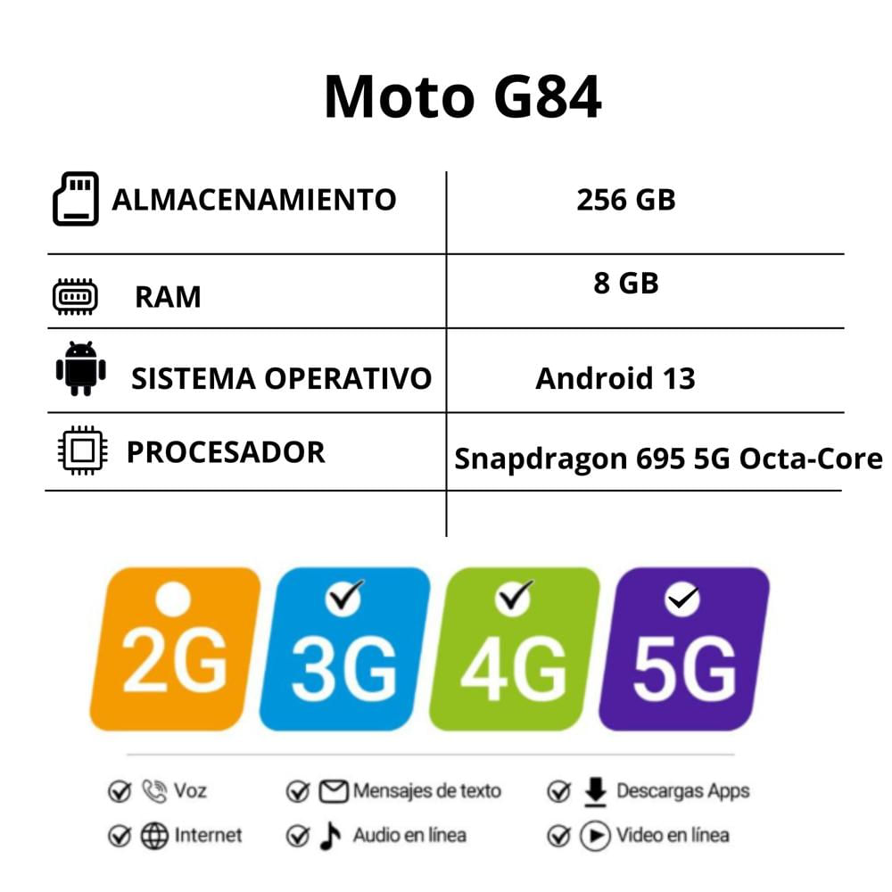 Celular Motorola G84 5G Dual Sim Negro 8Gb + 256Gb img #3