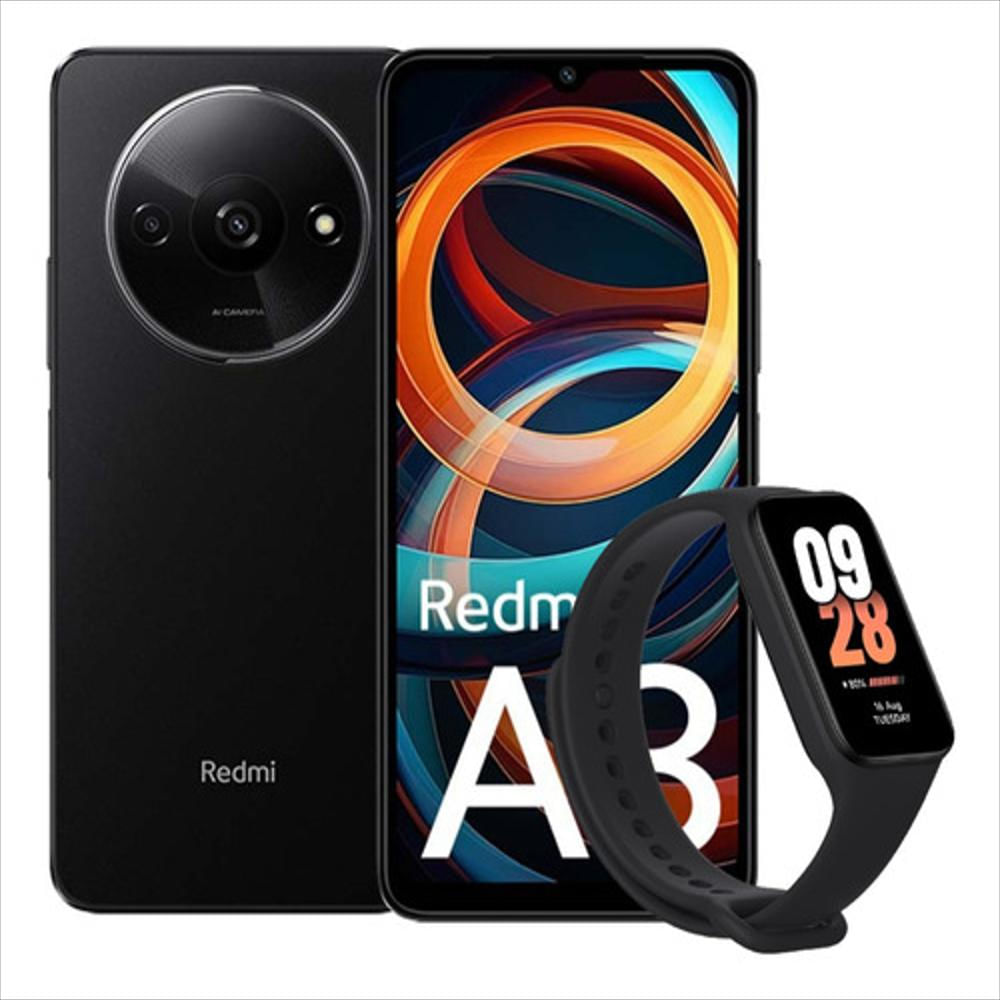 Celular Xiaomi Redmi A3, 64Gb / 3Gb, Negro + Mi Band 8 Active