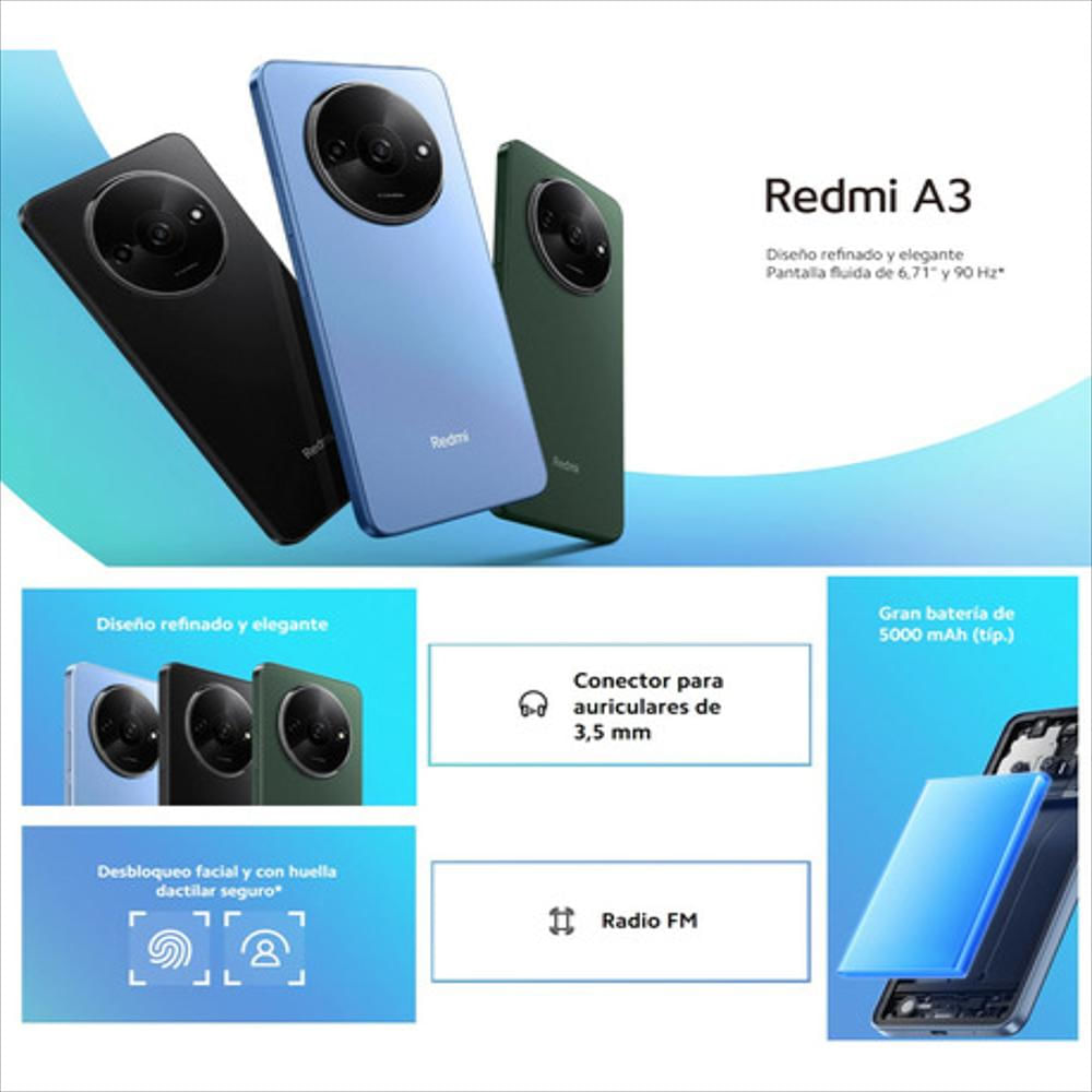 Celular Xiaomi Redmi A3, 64Gb / 3Gb, Negro + Mi Band 8 Active img #2