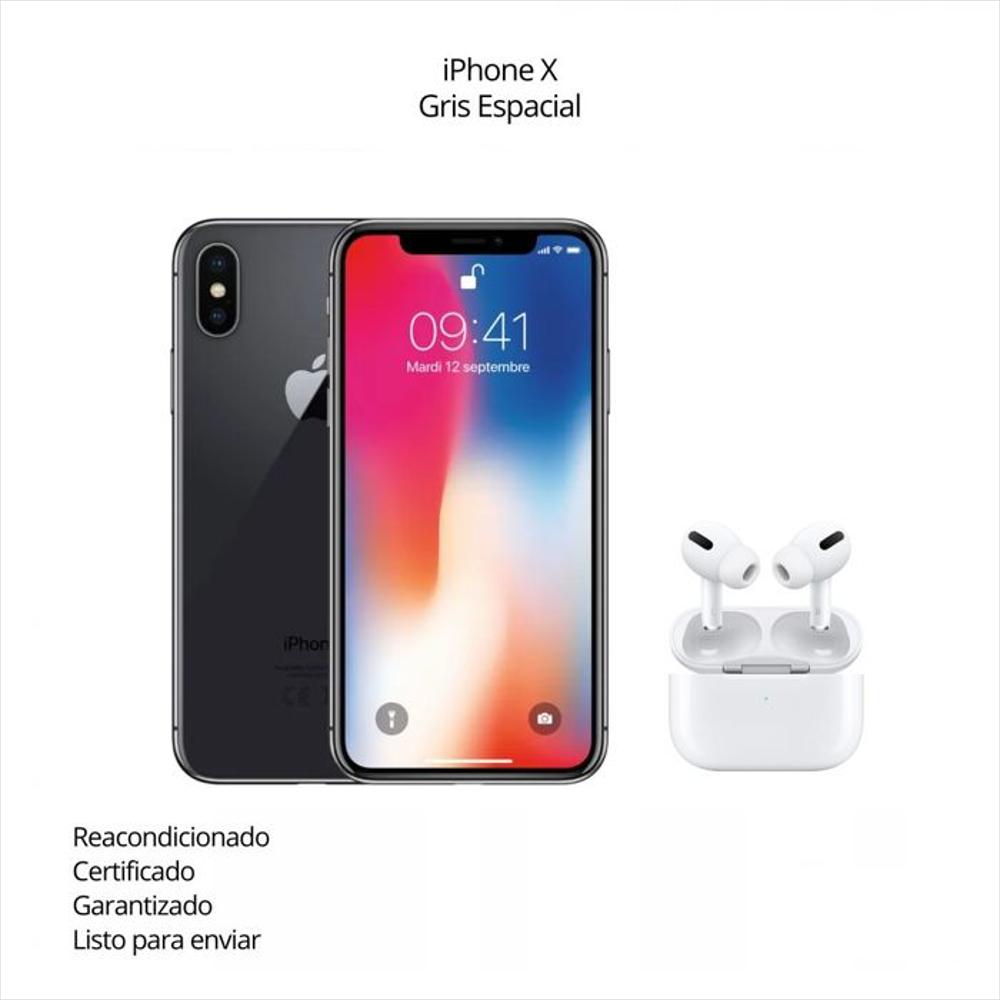 Iphone X 256Gb Gris Espacial Reacondicionado + Audifonos Pro 2 Genericos