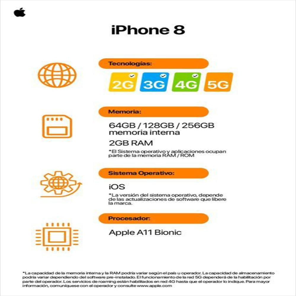 Celular Reacondicionado Iphone 8 64Gb Rojo Apple + 14 Meses Garantia img #4
