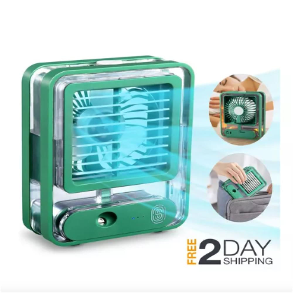 Ventilador Mini Portátil Humidificador Verde img #2