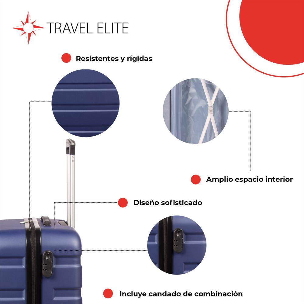 Maleta De Viaje Rigida Grande Bodega Policarbonato 4 Ruedas Azul img #5