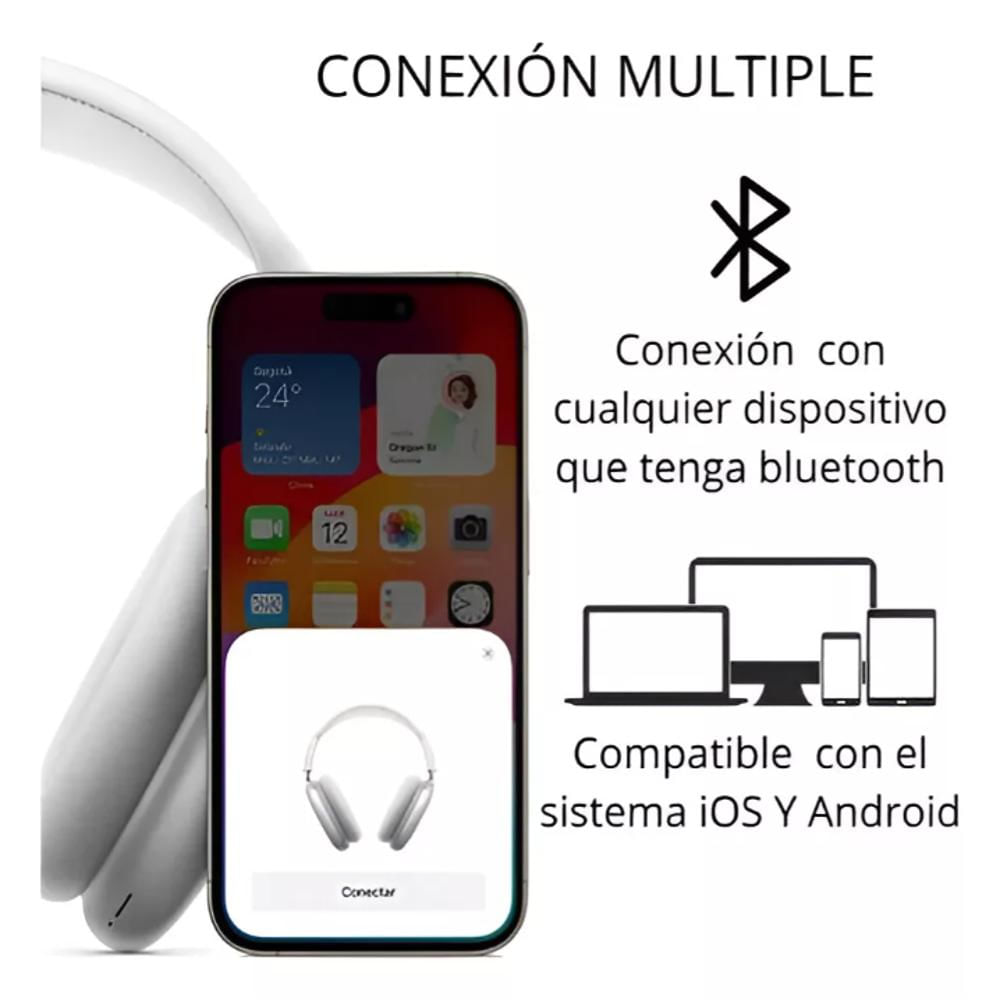 Audifonos Air Pods Max 1.1 Bluetooth Music Blanco img #4