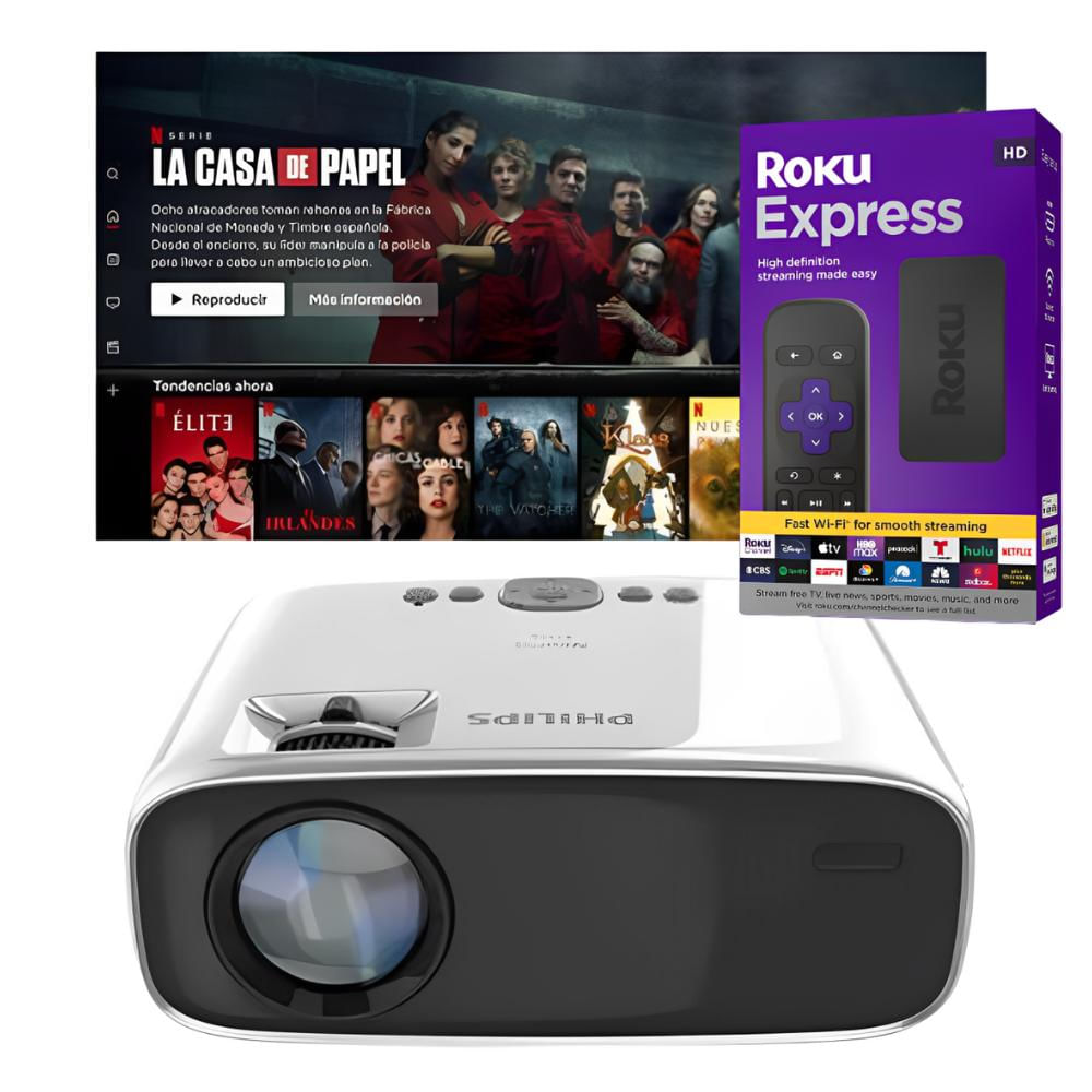 Video Beam Proyector Philips Android Wifi 5G Neopix Prime 2 + Roku Express