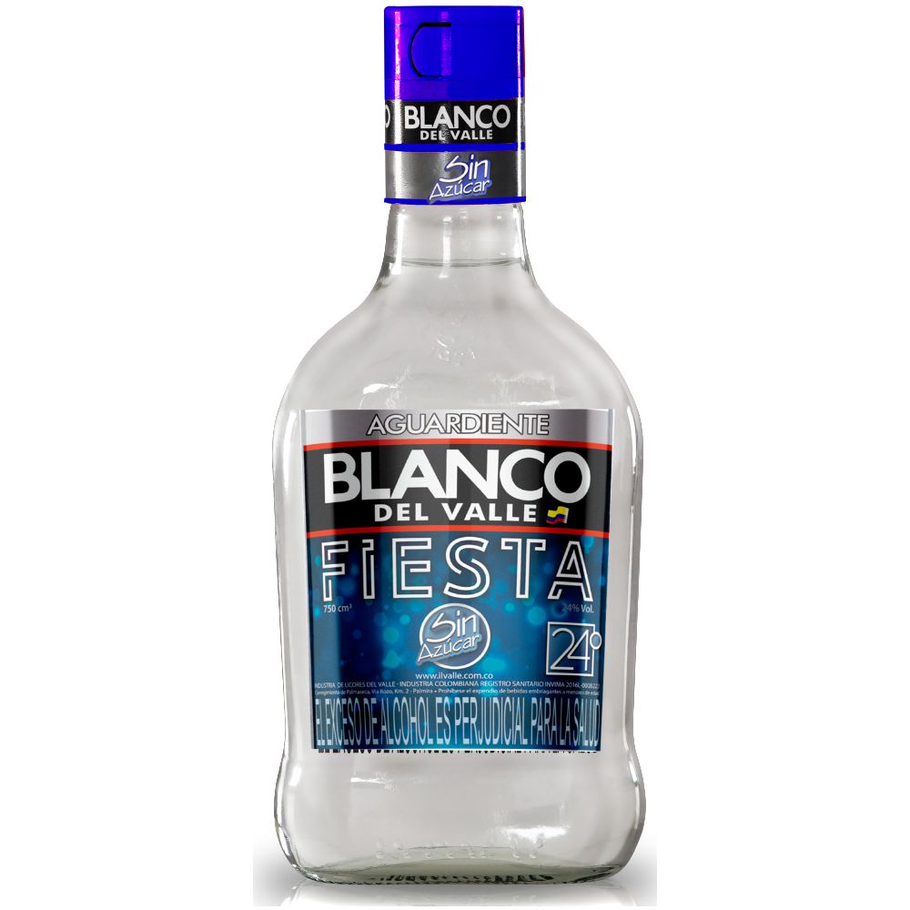 Aguardiente BLANCO Del Valle fiesta sin azúcar media (375 ml)