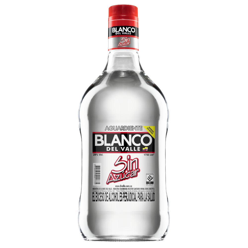 Aguardiente BLANCO Del Valle sin azúcar garrafa (1750 ml)