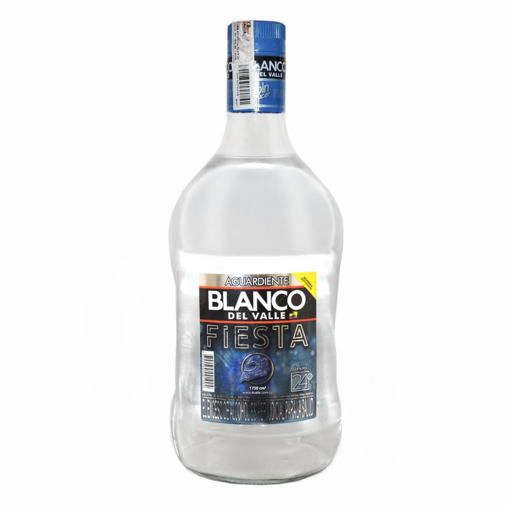 Aguardiente BLANCO Del Valle fiesta sin azúcar garrafa (1750 ml)