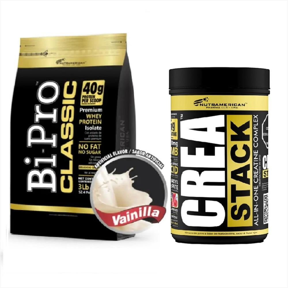 Combo Proteina Bipro Classic Vainilla 3 Lb + Creatina Crea Stack 1.3 Lb