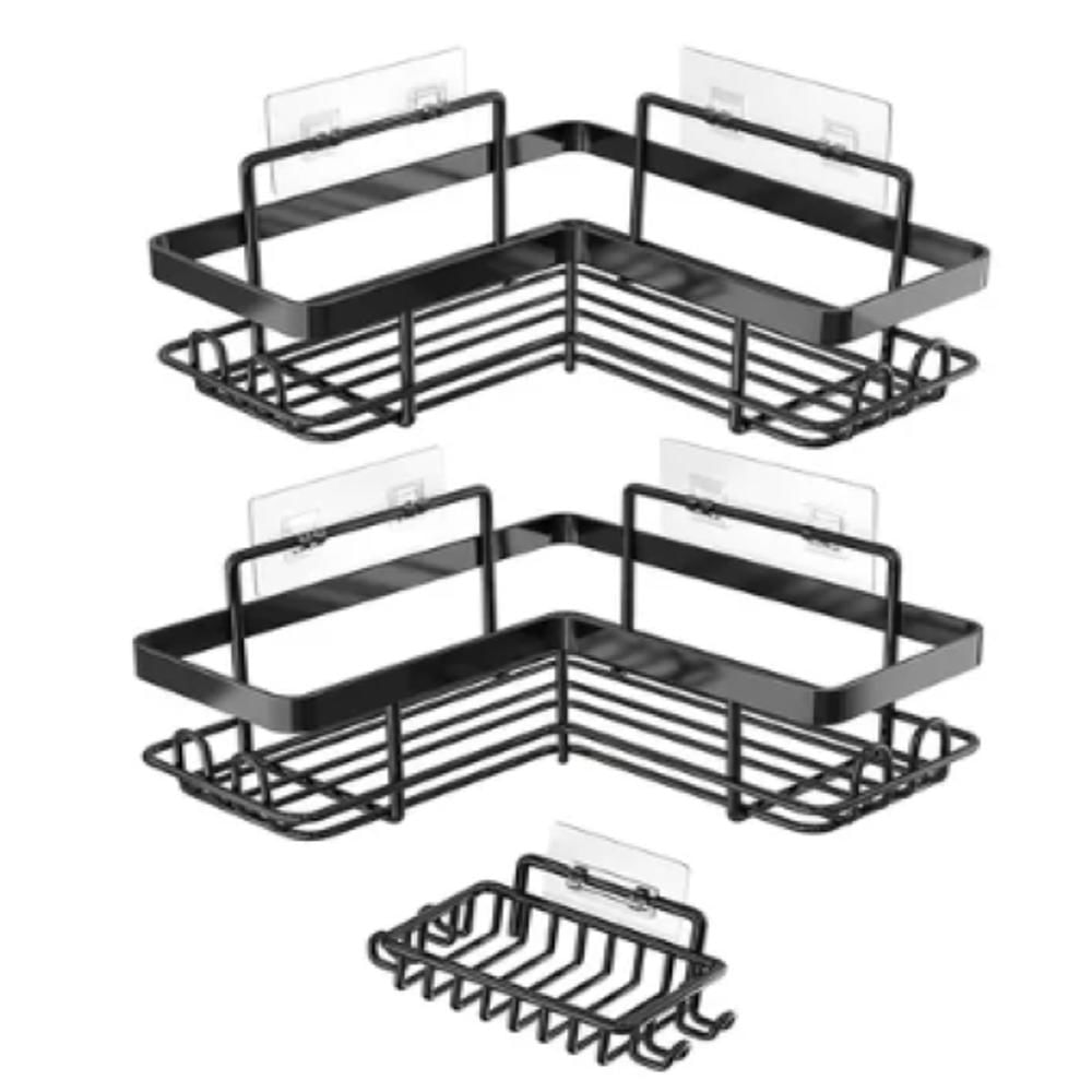 Organizador Ducha Baño 3 Piezas Esquinero Adhesivo Acero.