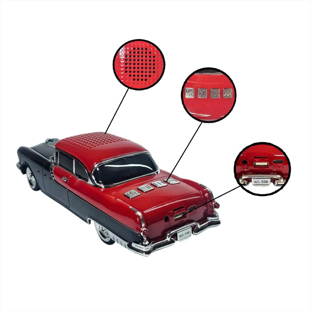 Radio Parlante Carro Ws 598 Fm Usb Bluetooth Negro img #3