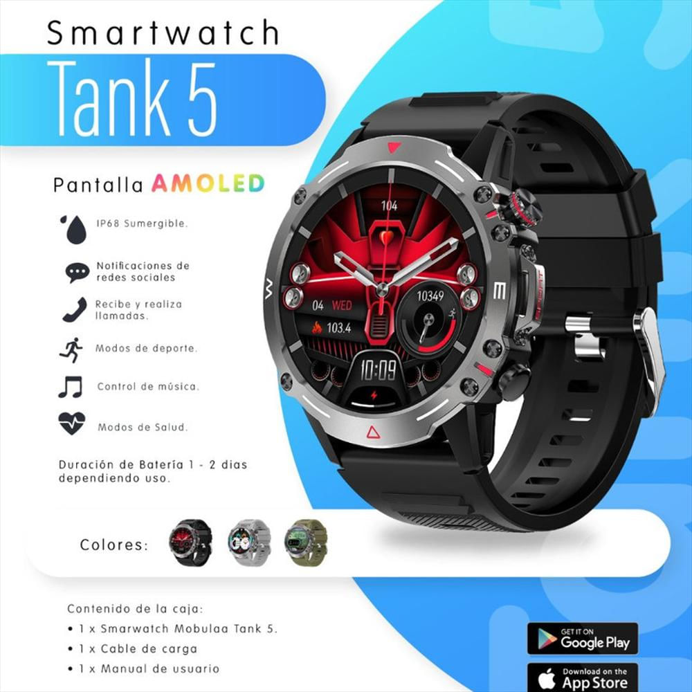 exito.com | Reloj Inteligente Mobulaa Amoled Modelo Tank 5 Negro