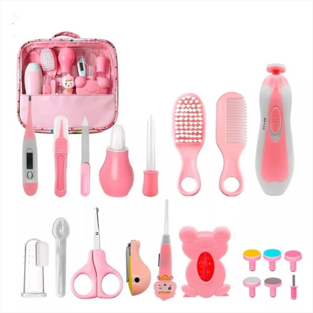 Kit Cuidado Aseo Bebe 20 Piezas Con Estuche Rosa