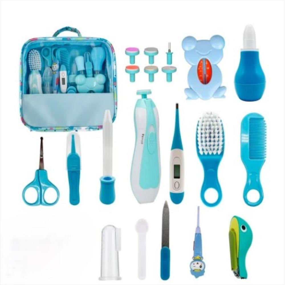 Kit Cuidado Aseo Bebe 20 Piezas Con Estuche Azul