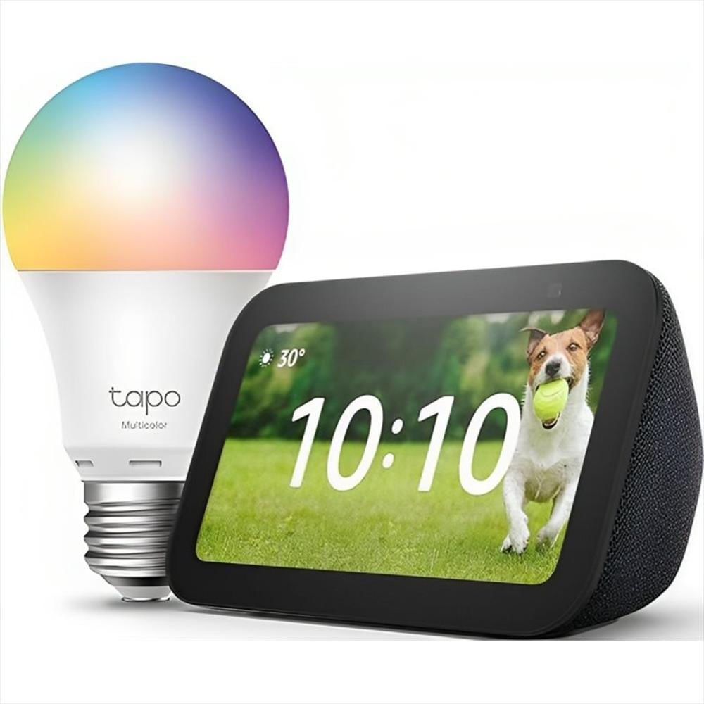 Alexa Amazon Parlante Echo Show 3Ra Negro Gen 5 Y Bombillo Led 9W
