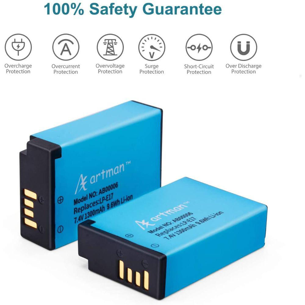 Paquete De 2 Baterías Lpe17 Artman Y Cargador Usb Dual Rápido img #2