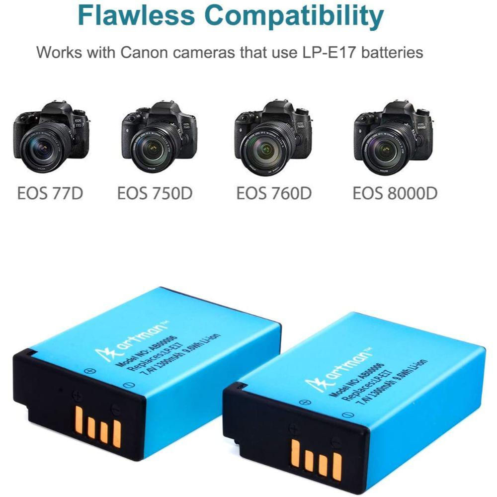 Paquete De 2 Baterías Lpe17 Artman Y Cargador Usb Dual Rápido img #3