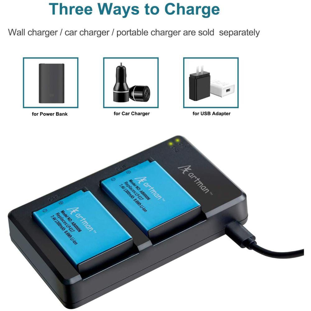 Paquete De 2 Baterías Lpe17 Artman Y Cargador Usb Dual Rápido img #4