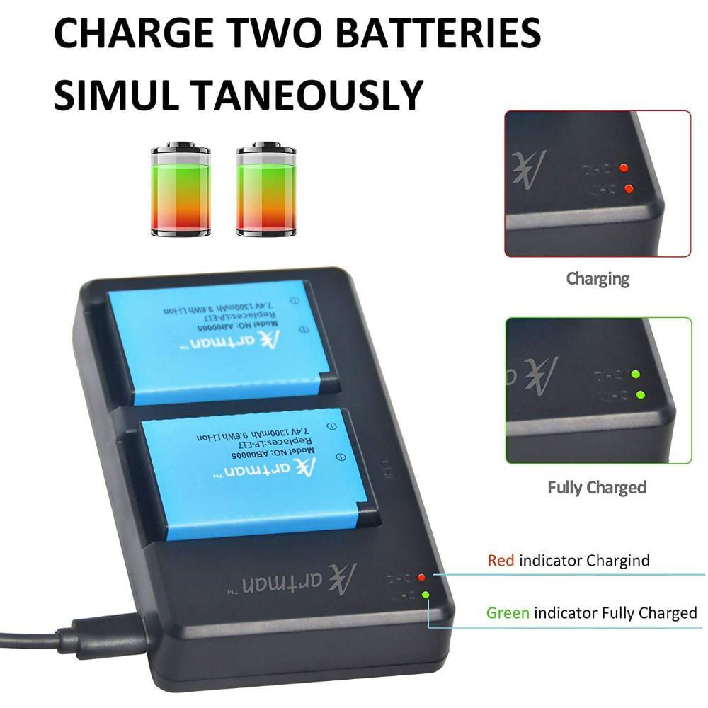 Paquete De 2 Baterías Lpe17 Artman Y Cargador Usb Dual Rápido img #5