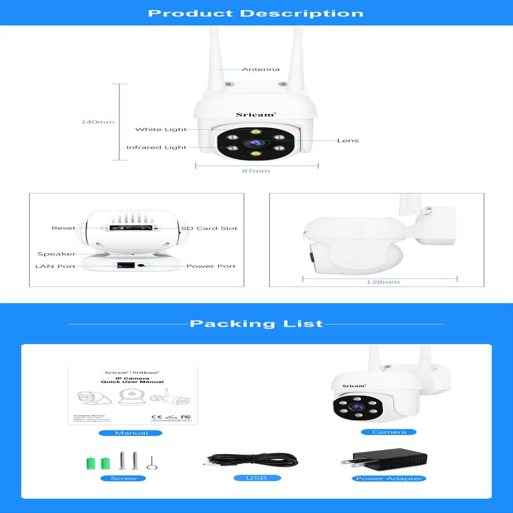 Camara Ip De Seguridad Exterior 1080 Domo 360 Ptz Wifi img #5