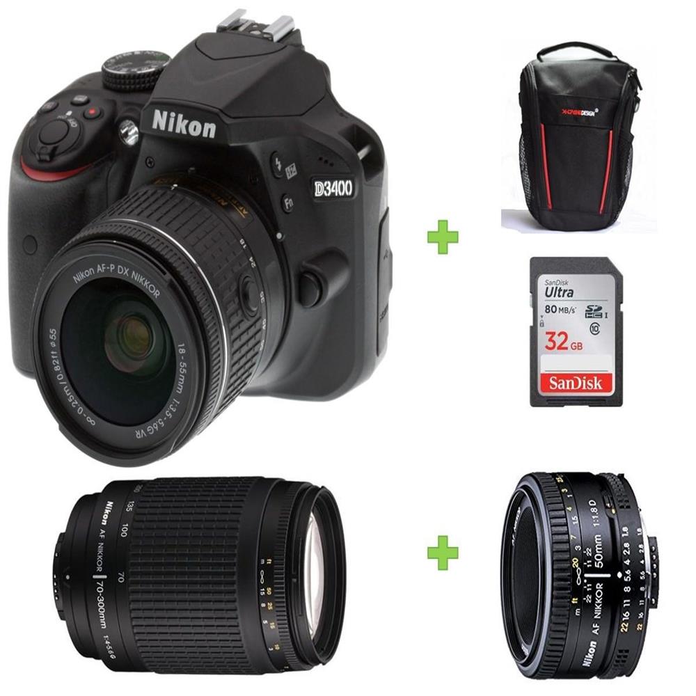 Camara Nikon D3400+18 55+70 300+50Mm 1.8D+ Bolso+32Gb img #1