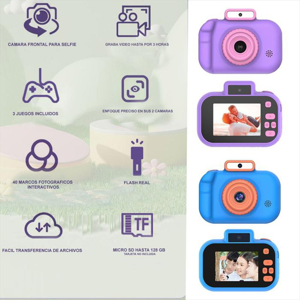 Camara Para Nios Multifuncion Con Flash Integrado Fina Alta Calidad Azul img #5