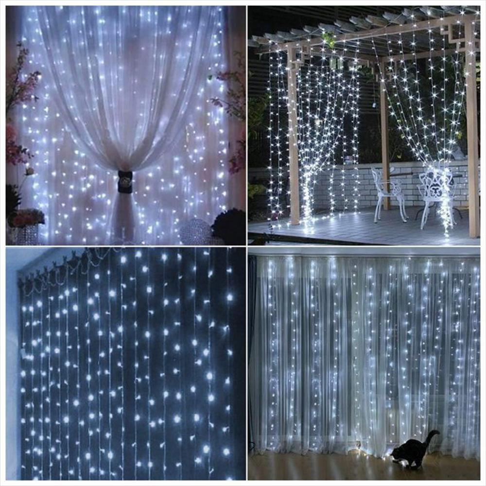 Cortina De Luces De Navidad Decorativas Para Exteriores Blancas 3X3 img #2
