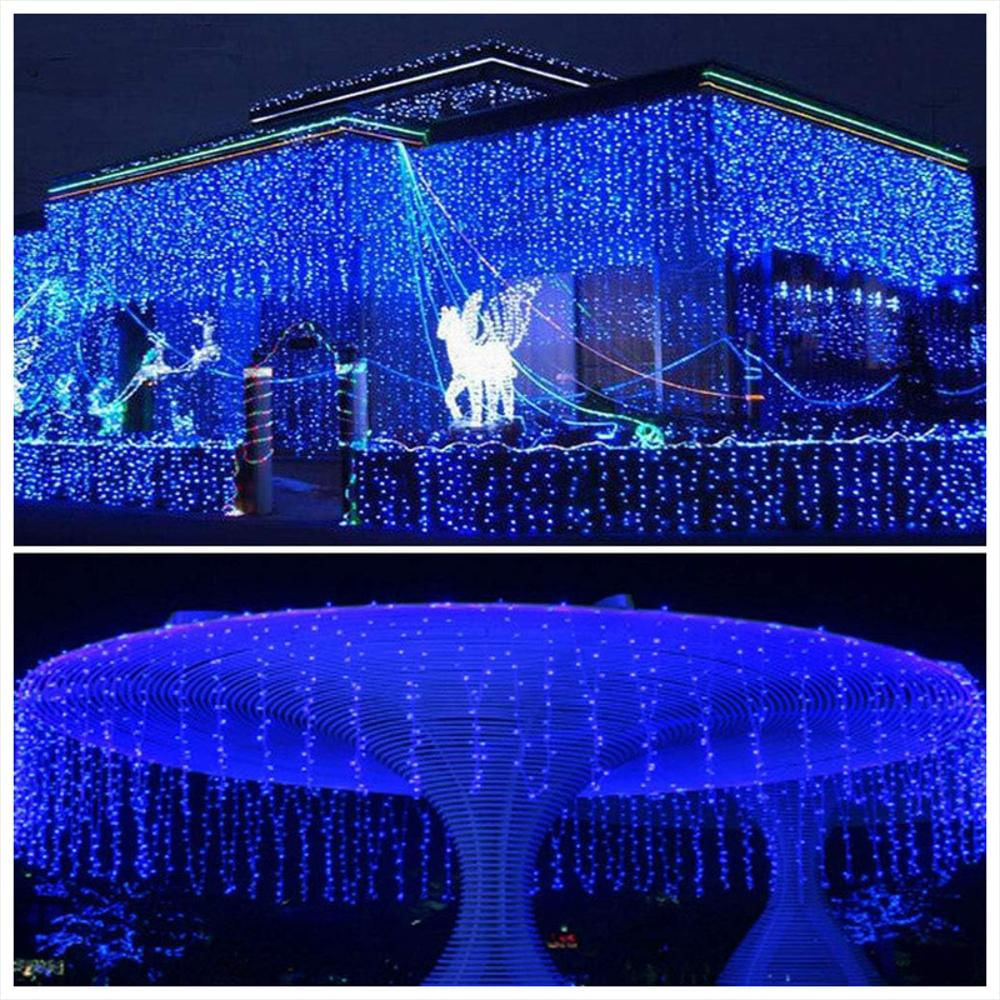 Cortina De Luces De Navidad Para Exteriores 3X3 Luz Azul