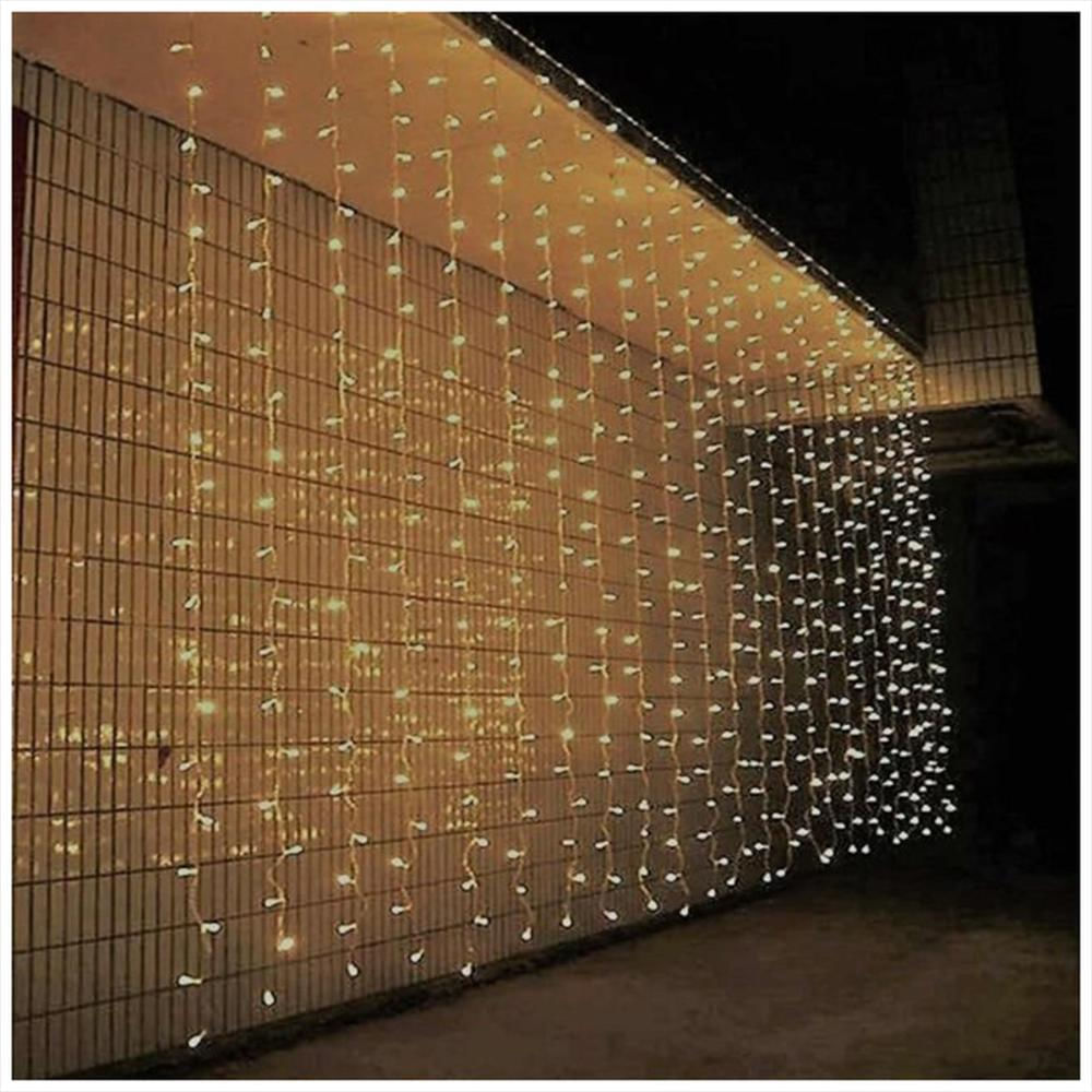 Cortina De Luces De Navidad Para Exteriores 3X3 Luz Amarilla