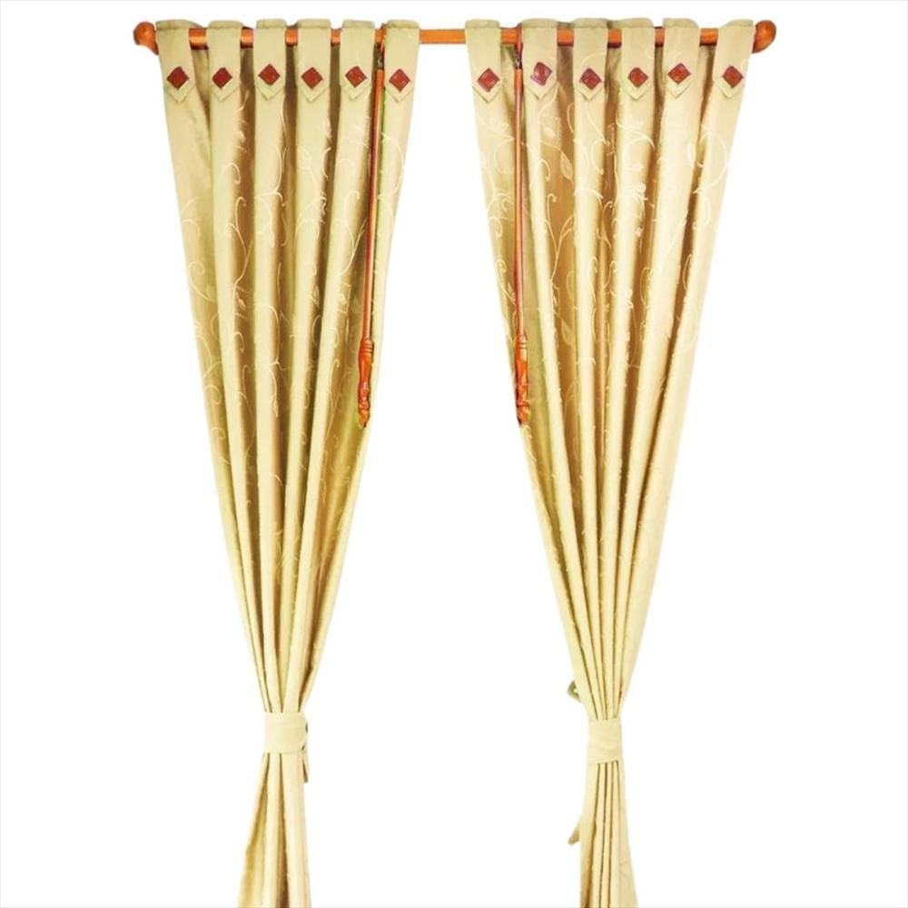 Cortinas X2 Jacquard Tela Sala O Habitación 300 Cm X210 Cm Beige