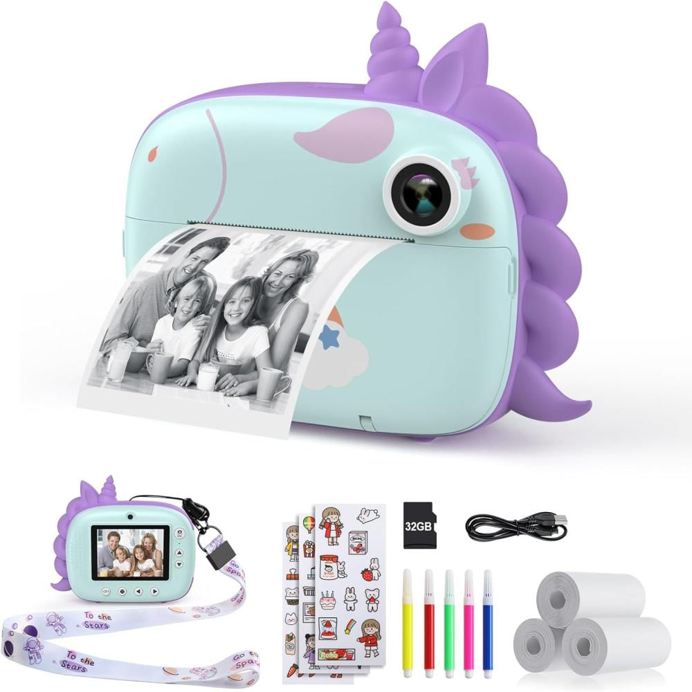 Camara Instantanea Para Niños Videos Full Hd Incluye Colores (Celeste)