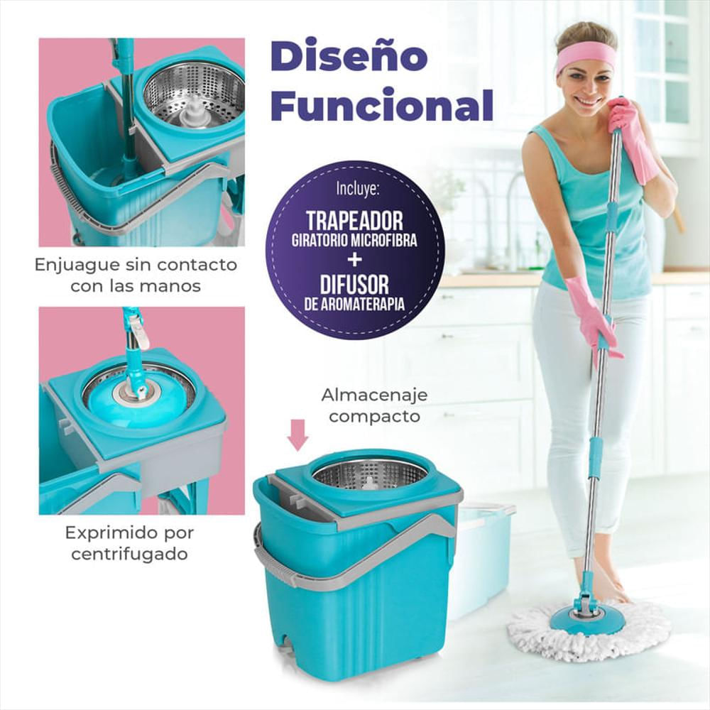 Trapero Giratorio Microfibra Mop + Difusor De Aromaterapia img #2