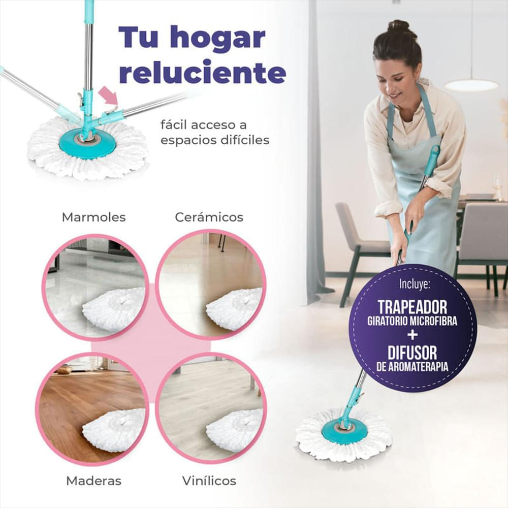 Trapero Giratorio Microfibra Mop + Difusor De Aromaterapia img #3