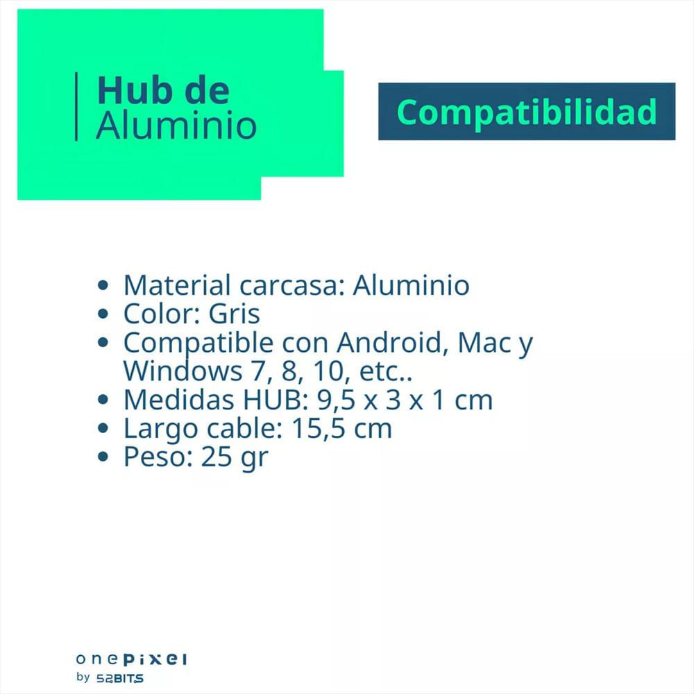 Adaptador Usb C Multipuerto 5 En 1 Para Mac Macbook Hub One Pixel img #4