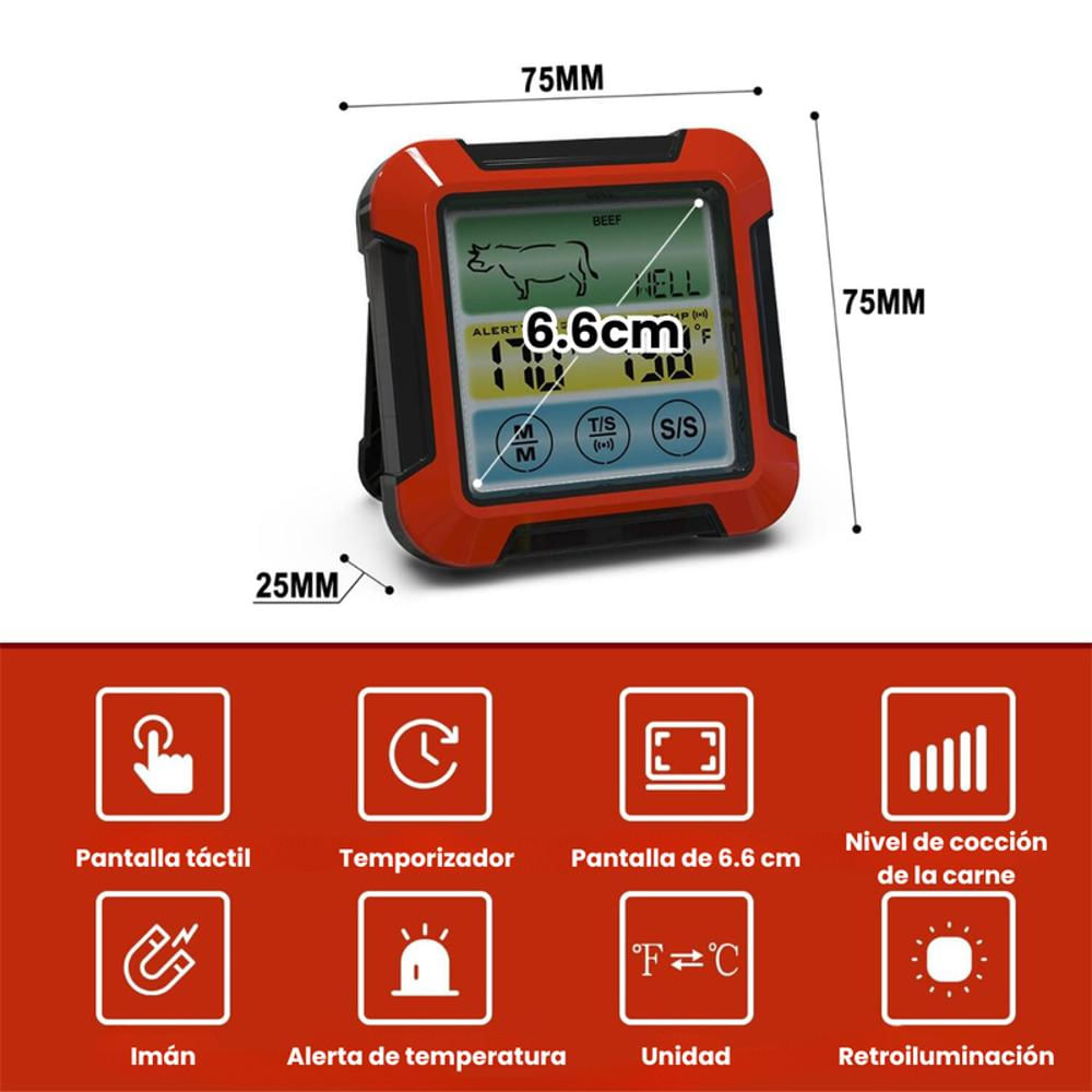 Termómetro De Cocina Carne Chef Digital Iluminado Sonda Acero img #2