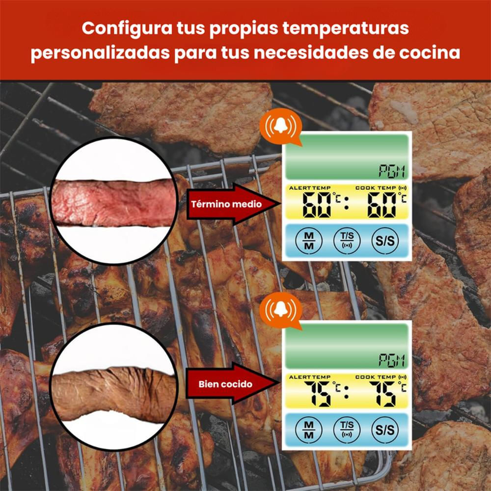 Termómetro De Cocina Carne Chef Digital Iluminado Sonda Acero img #3