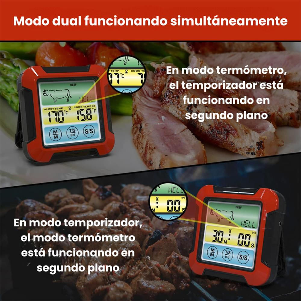 Termómetro De Cocina Carne Chef Digital Iluminado Sonda Acero img #5