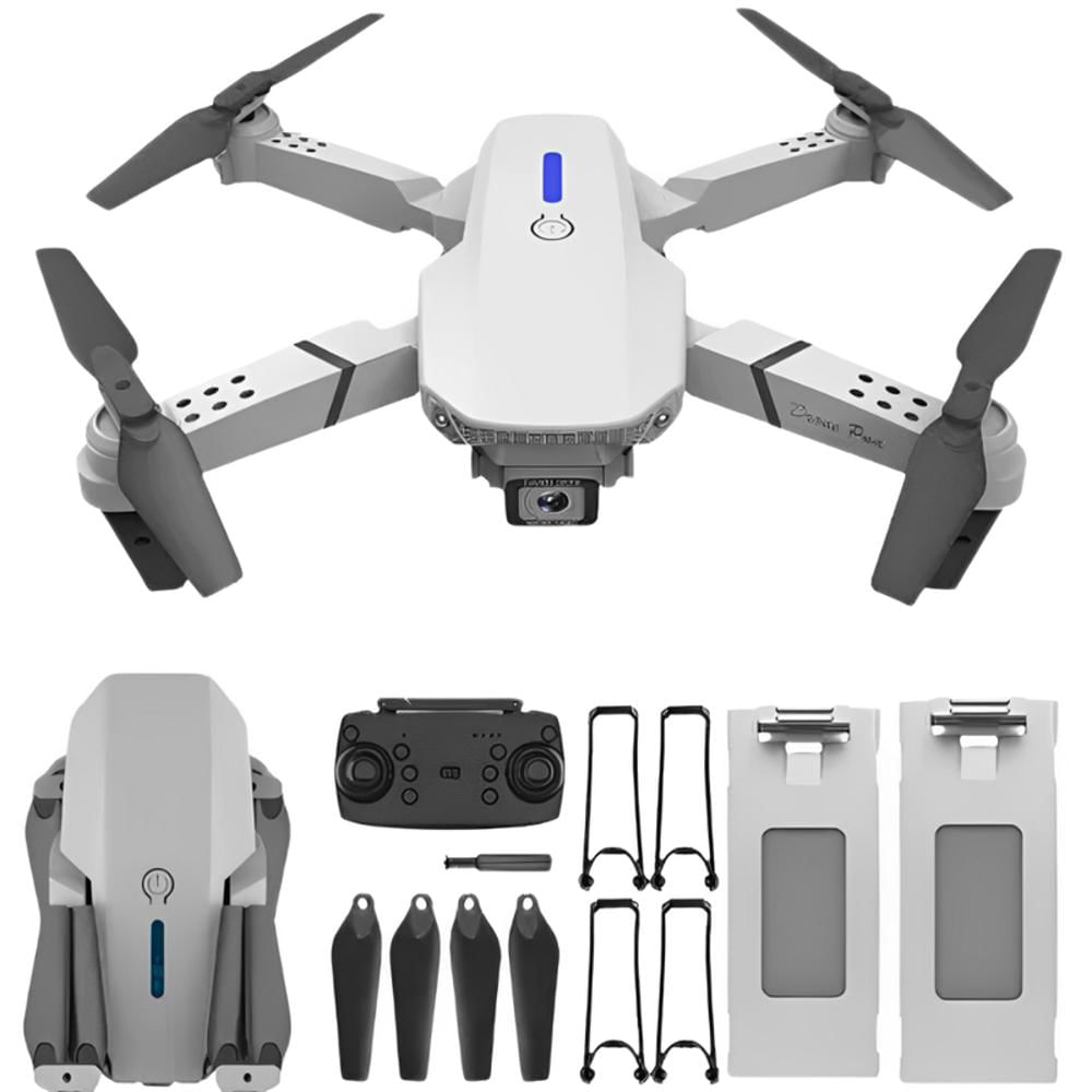 Drone Wifi Cámara Hd Estabilizador De Vuelo E88 Doble Batería