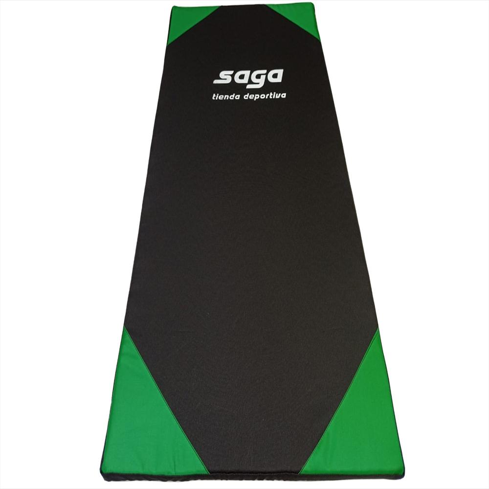 Colchoneta Profesional De Ejercicio 100X50x3 Cm Saga Impermeable Negra Con Esquinas Verdes