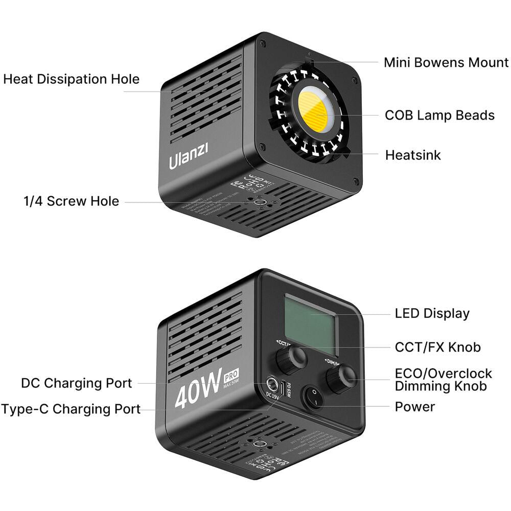 Luz Led Ulanzi L023 40W Pro Inalámbrica Led Cob De Video img #5