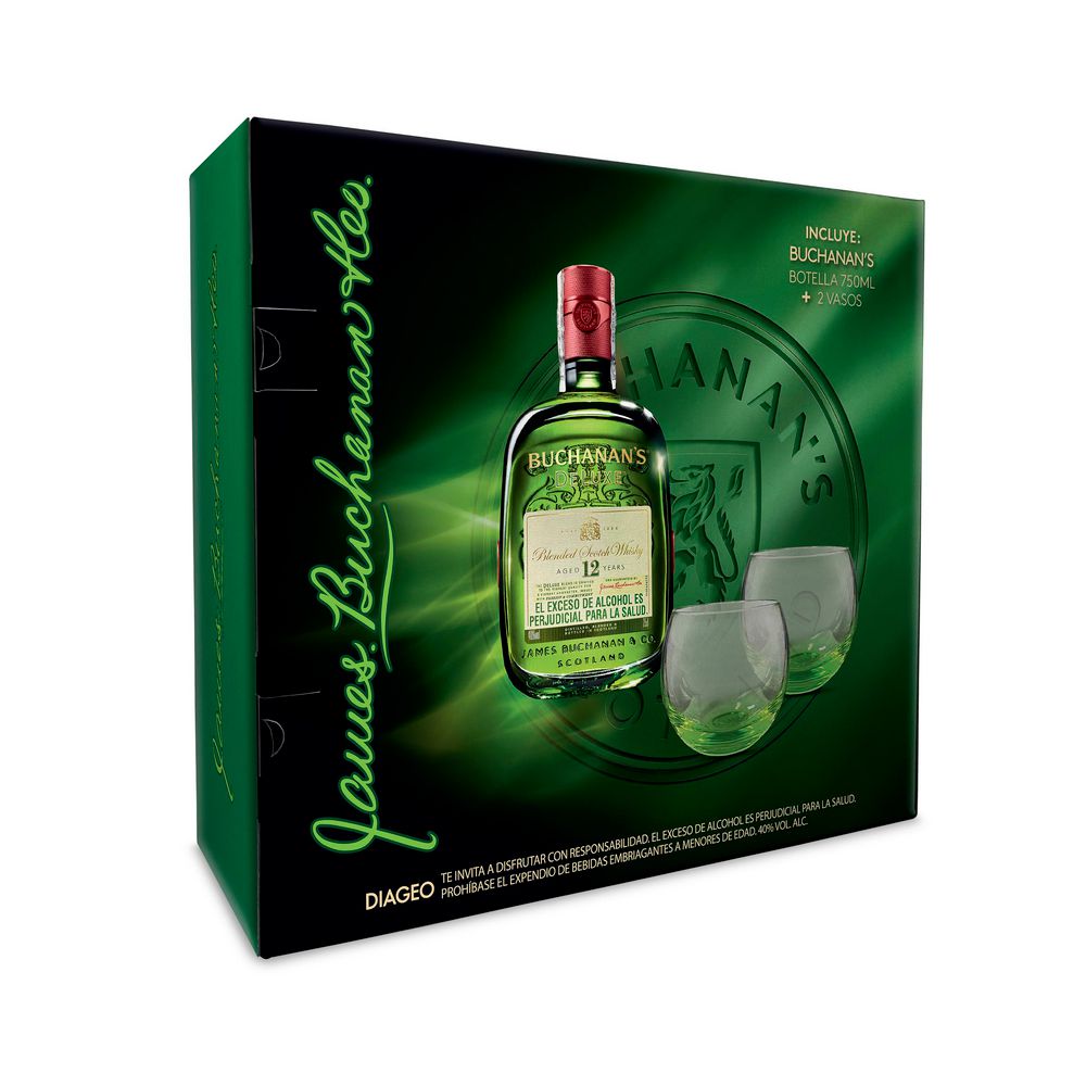 Whisky BUCHANAN S deluxe + vasos obsequio 12 años (1  UNIDAD) img #3
