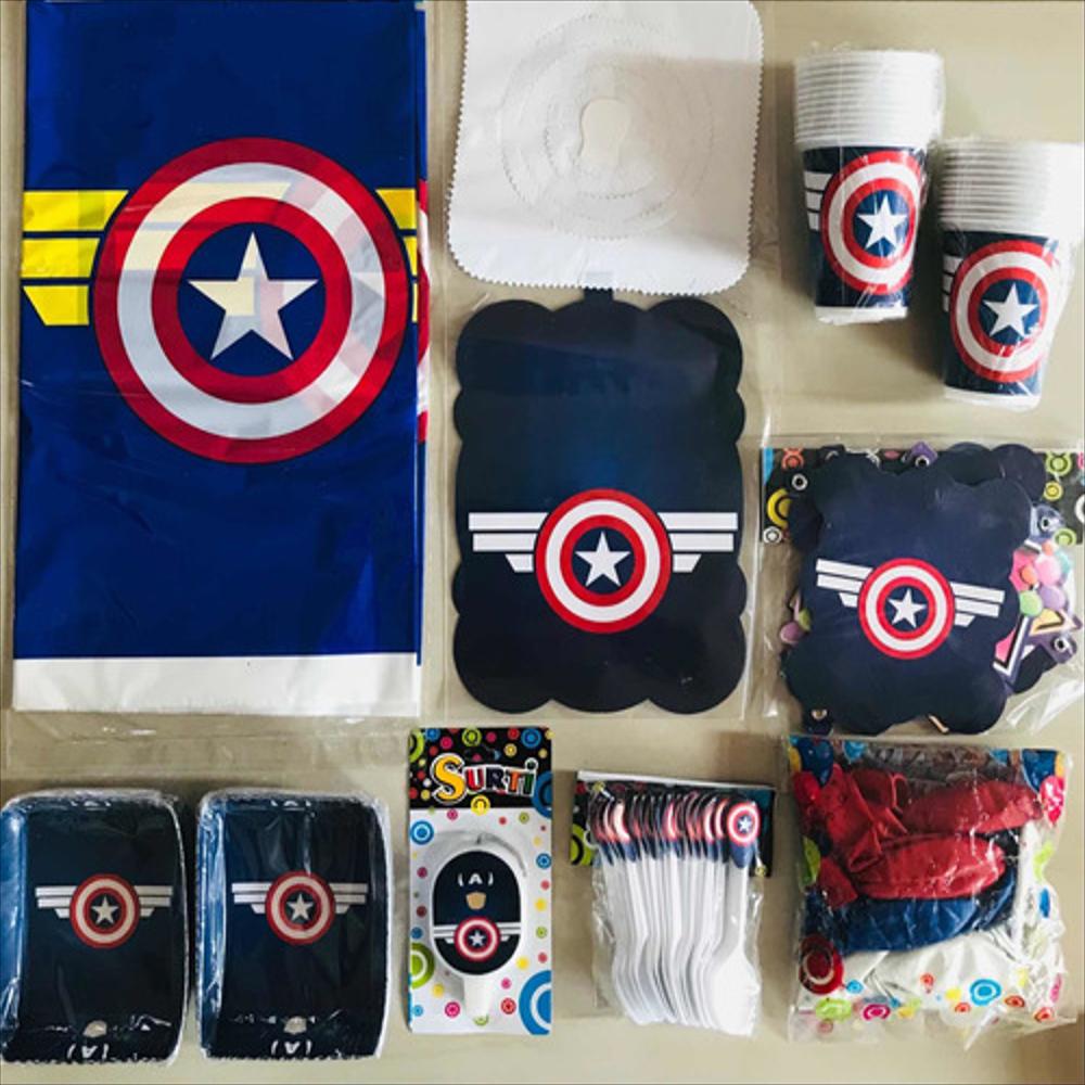 Kit Decoracion Fiesta Cumpleaños Escudo Capitan America img #1