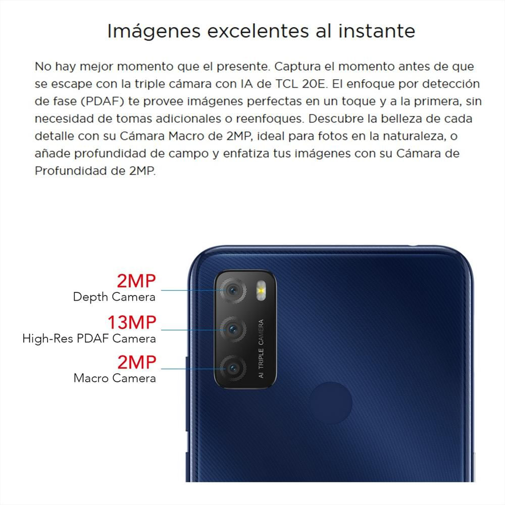 Celular Tcl 20E Octa Core 128Gb 4Gb 652 Ips 4000Mah Blue img #4