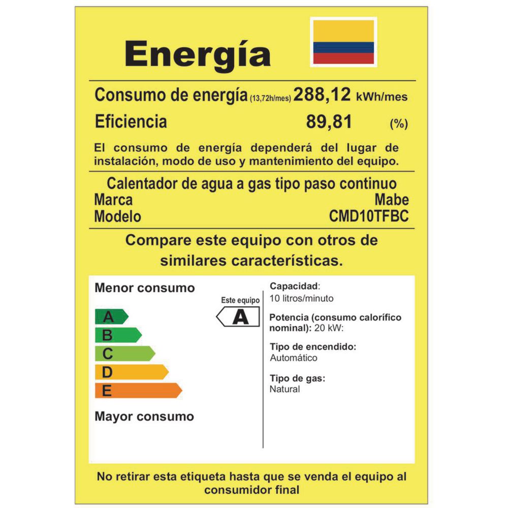 Calentador a gas 10 tf MABE CMD10TFBC img #4